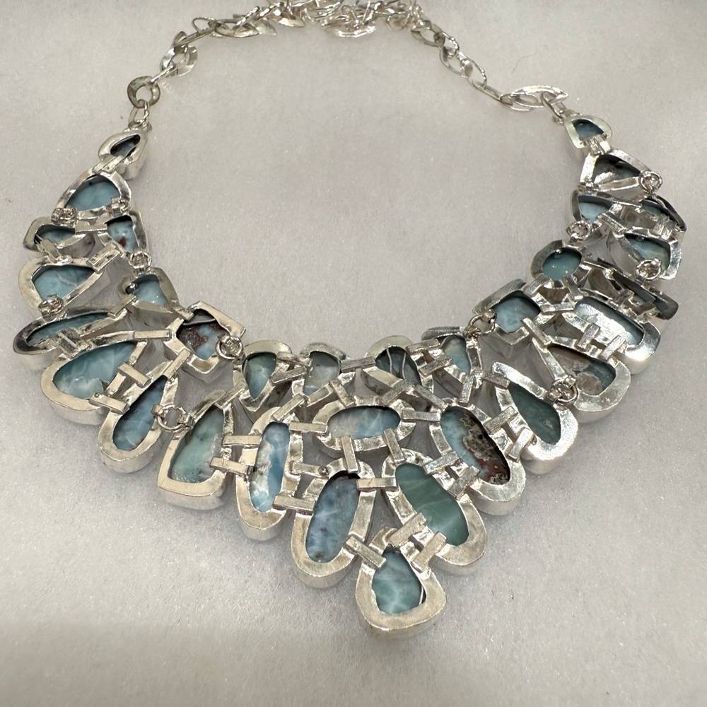 Sterling Silver Caribbean Larimar Necklace - Picture 6 of 8
